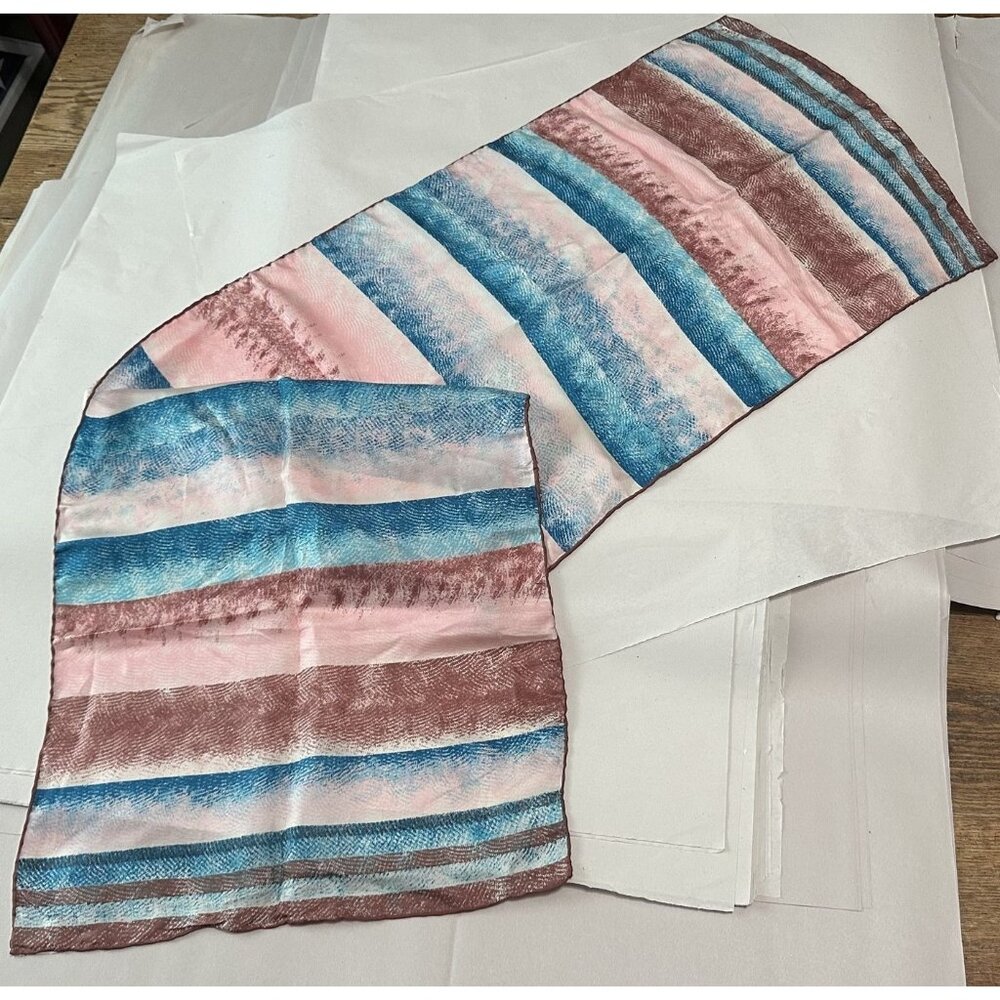 Vintage Echo Silk Blend Scarf Ombre Blue Pink Mauve Made in Japan